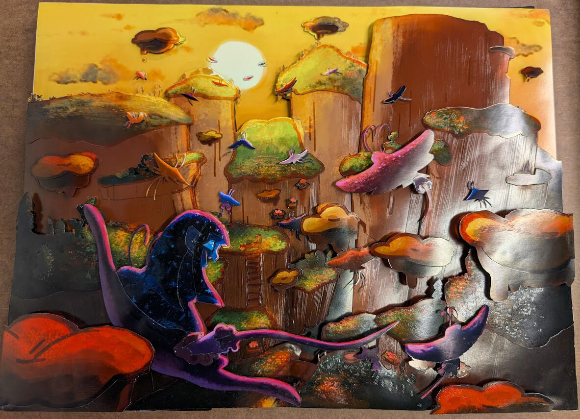 full image of Cosmic and the Great Mantatail Migration turned into a shadowbox!