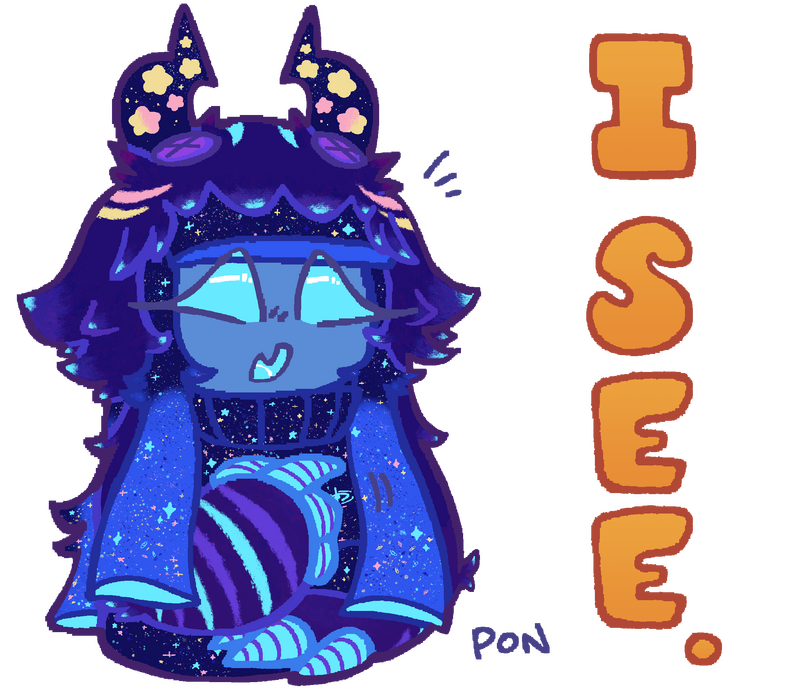One of a series of LINE stickers featuring Cosmic and the friends she meets along the way. Featured for wave one is Pyrite, an imp who loves organizing and hosting pranks! Created December 28th, 2025.