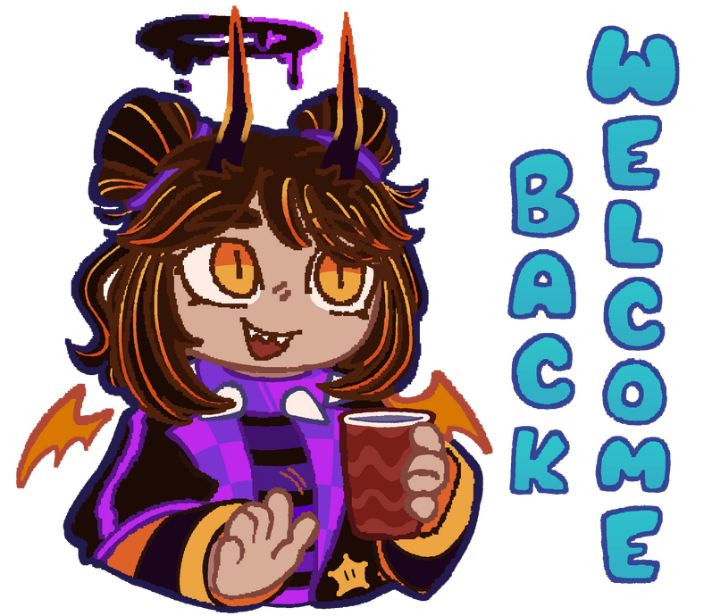 One of a series of LINE stickers featuring Cosmic and the friends she meets along the way. Featured for wave one is Pyrite, an imp who loves organizing and hosting pranks! Created December 28th, 2025.