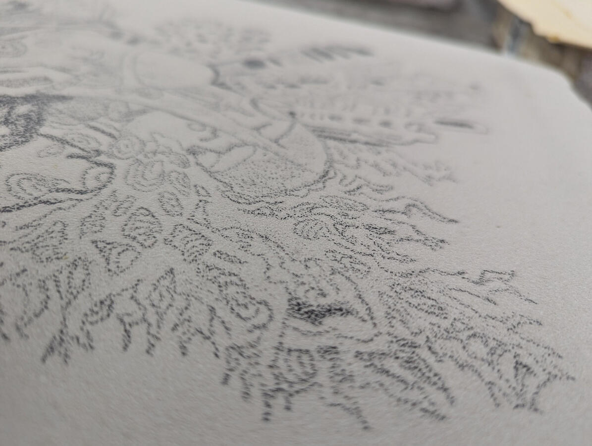 Closeup of Endless Growth featuring the rough texture.