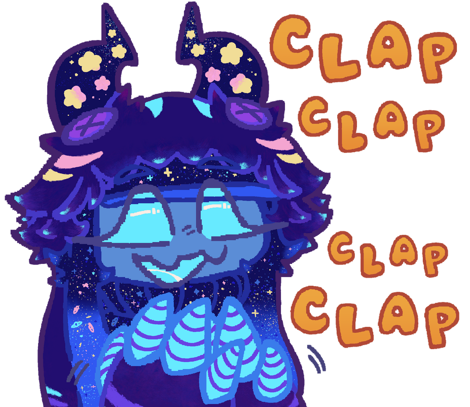 One of a series of LINE stickers featuring Cosmic and the friends she meets along the way. Featured for wave one is Pyrite, an imp who loves organizing and hosting pranks! Created December 28th, 2025.