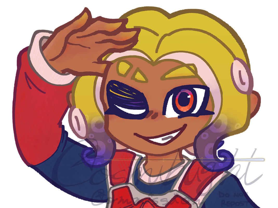 simple headshot with colored lineart addition